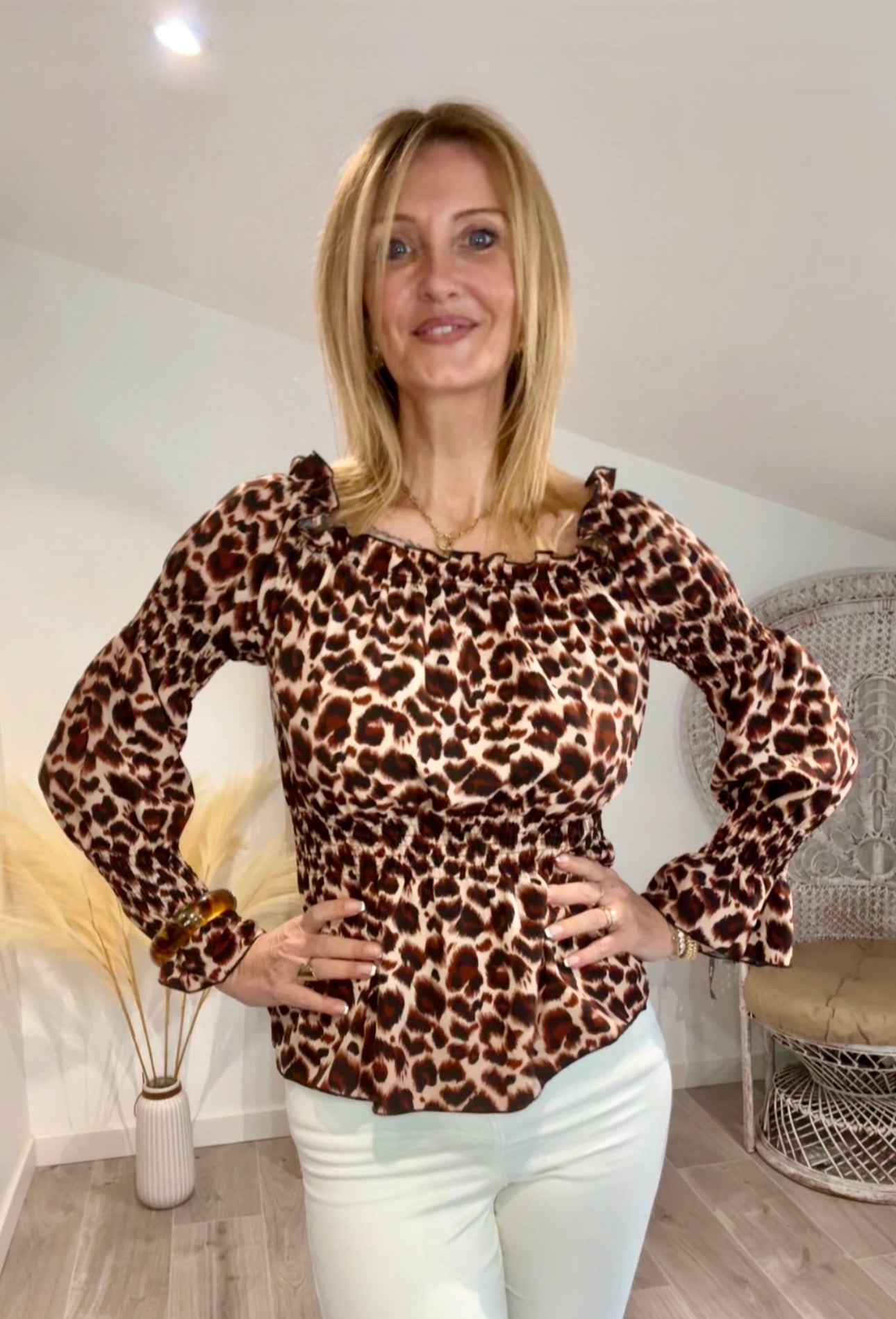 Blouse FAUVE à col bardot