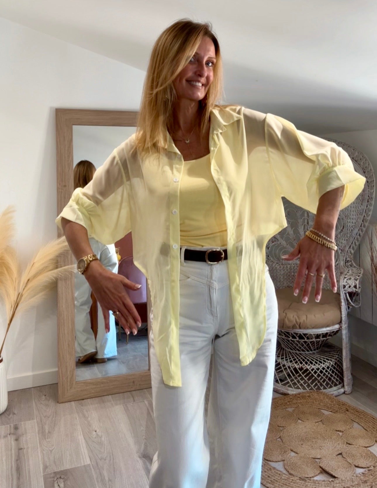 Chemise SACHA jaune à nouer