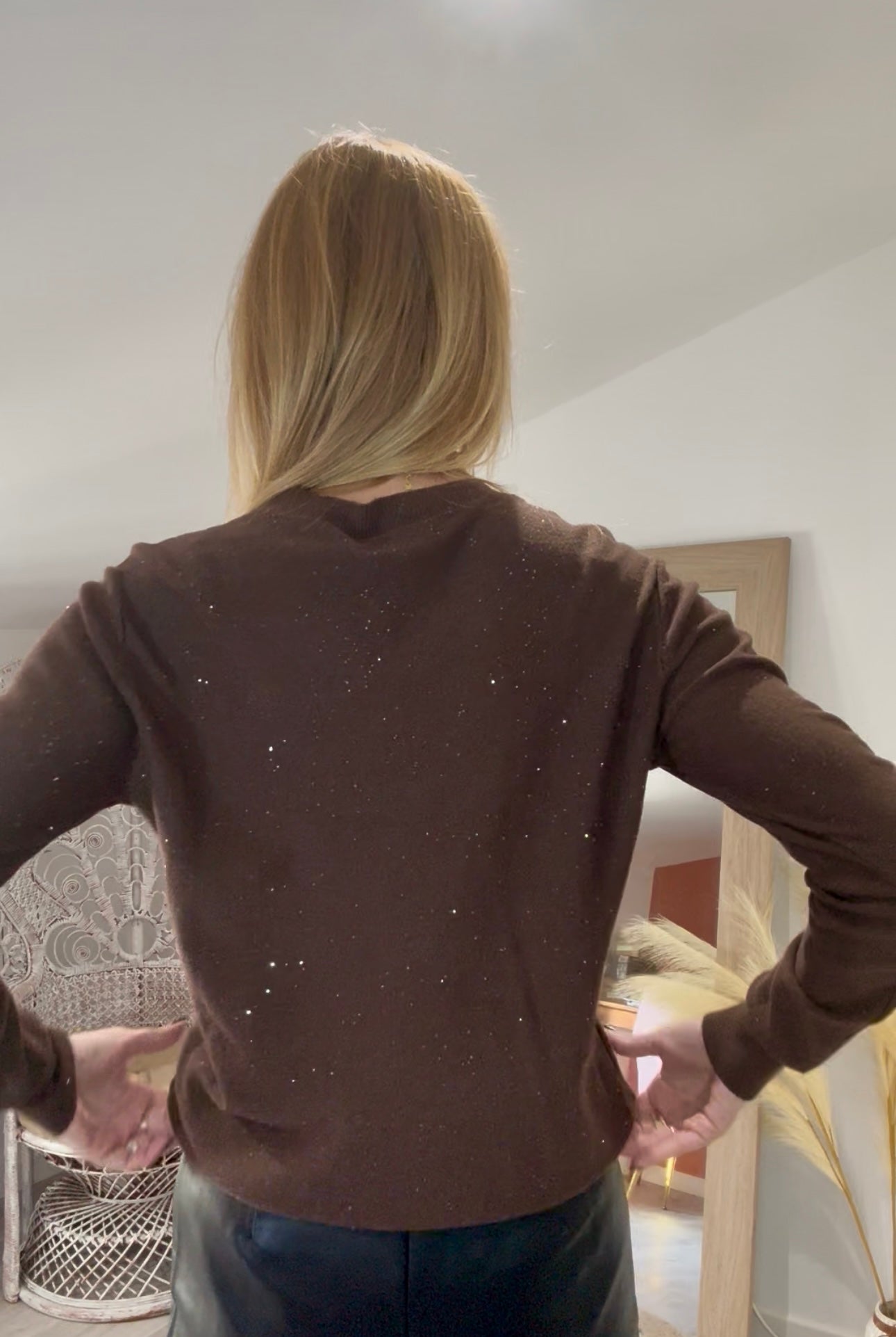 Pull ÉCLIPSE marron pailleté