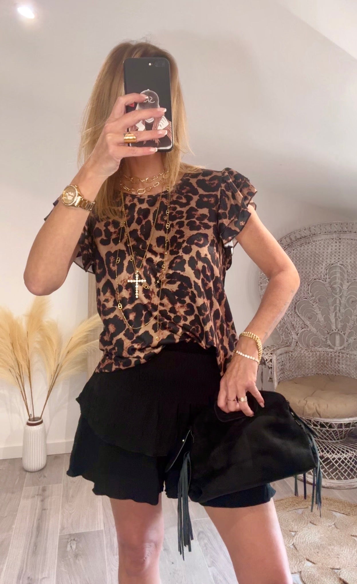 Blouse léopard LINA à volants