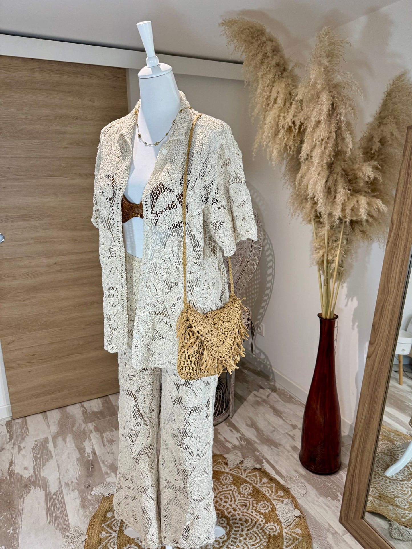 PANTALON CROCHET BEIGE "CASSIE"