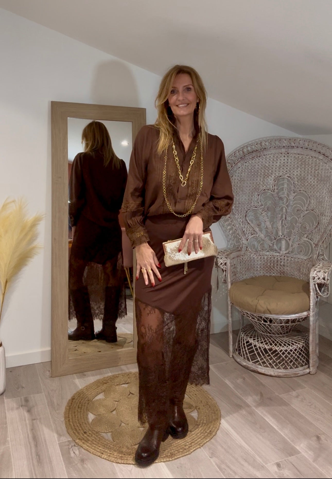 Jupe longue VÉNUS marron