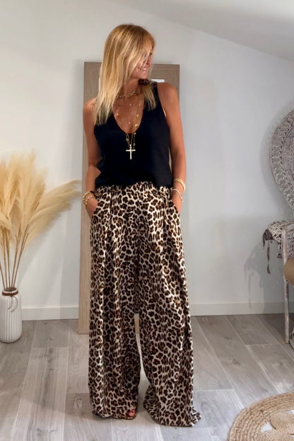 Pantalon PALAZZO léopard