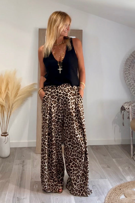 Pantalon PALAZZO léopard