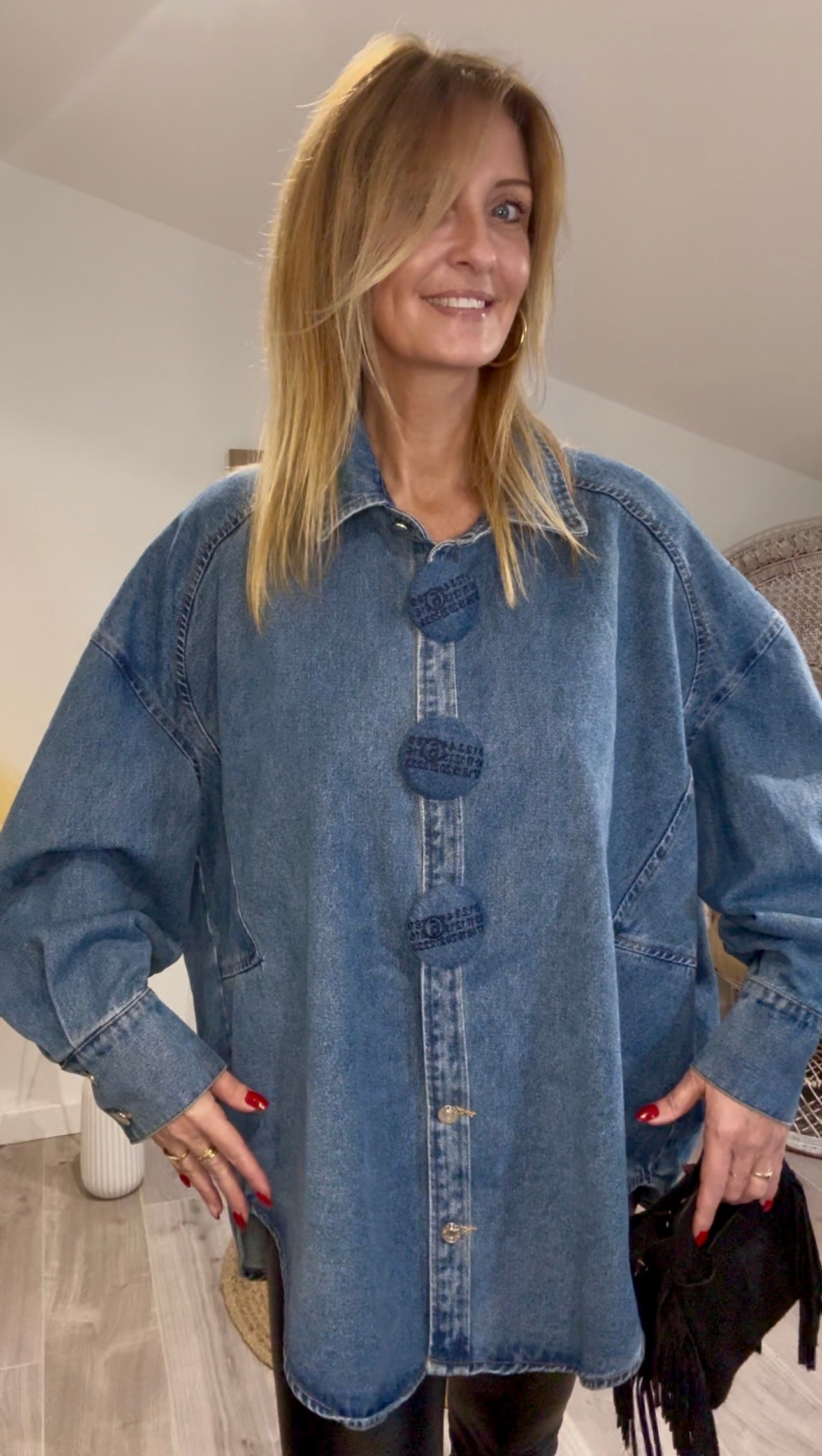 Chemise en jean overzise TOP GUN