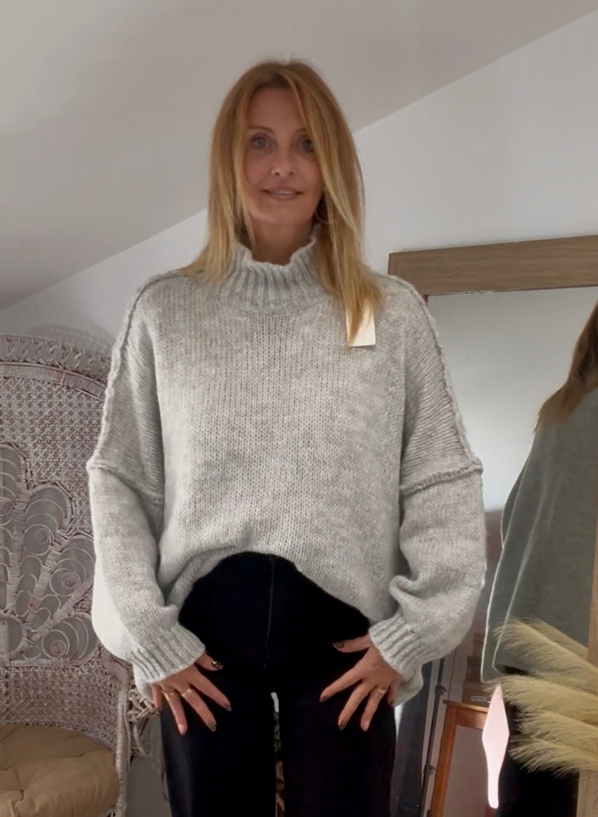 Pull COCOON gris clair