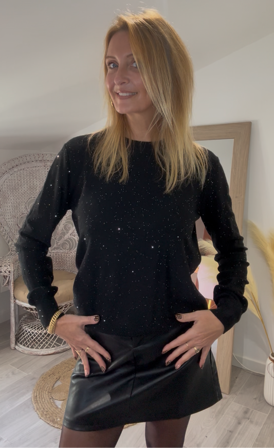 Pull ÉCLIPSE noir pailleté