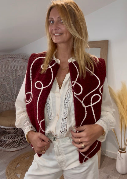 Gilet sans manche LOVELY Bordeau