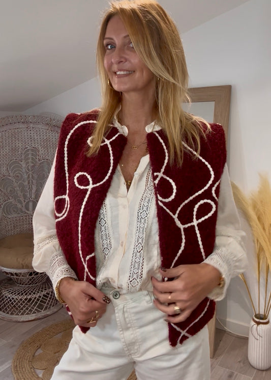 Gilet sans manche LOVELY Bordeau