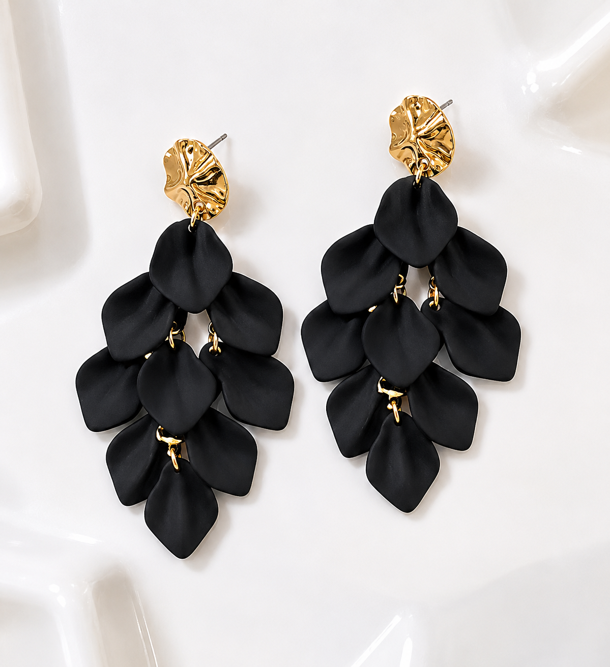 Boucles d oreilles PÉTALES noirs