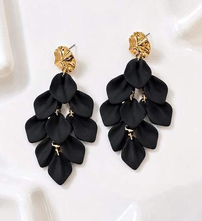 Boucles d oreilles PÉTALES noirs