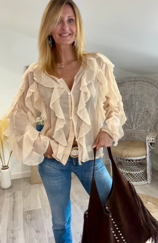 Blouse MARIA crème à volants