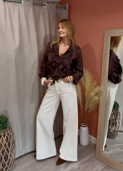 Blouse chocolat  ZORRO à volants