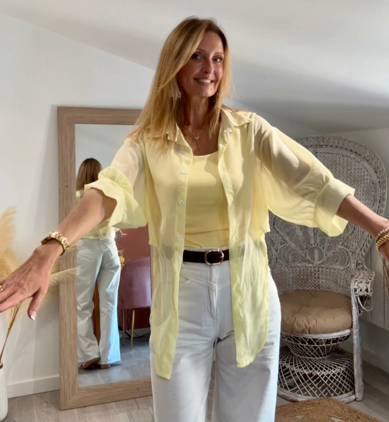 Chemise SACHA jaune à nouer