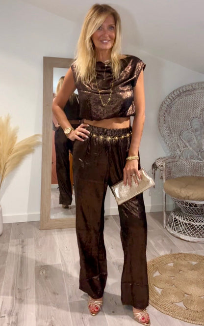 Ensemble BRONZE pantalon + haut manches courtes