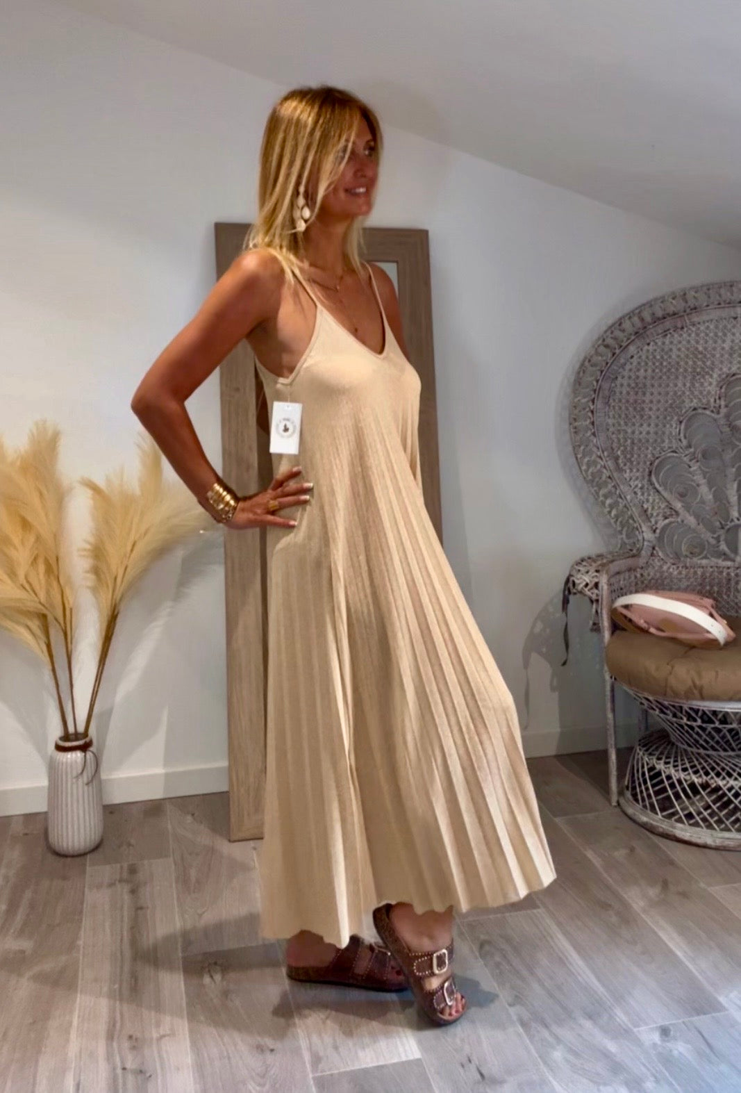 Robe longue plissée Laure