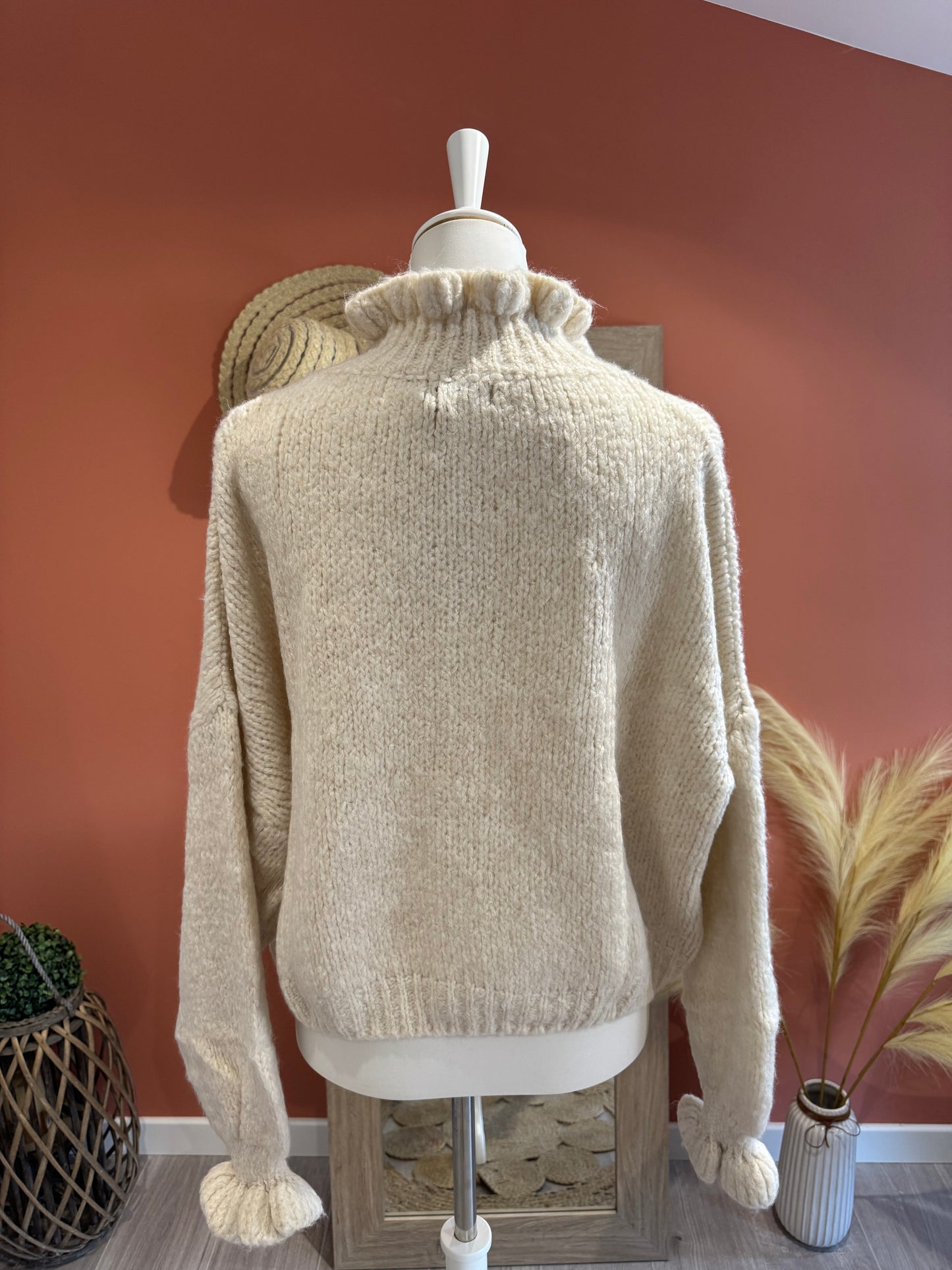 GILET BOUTONNE  FLEUFY CRÈME