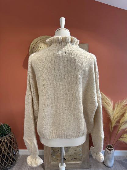 GILET BOUTONNE  FLEUFY CRÈME