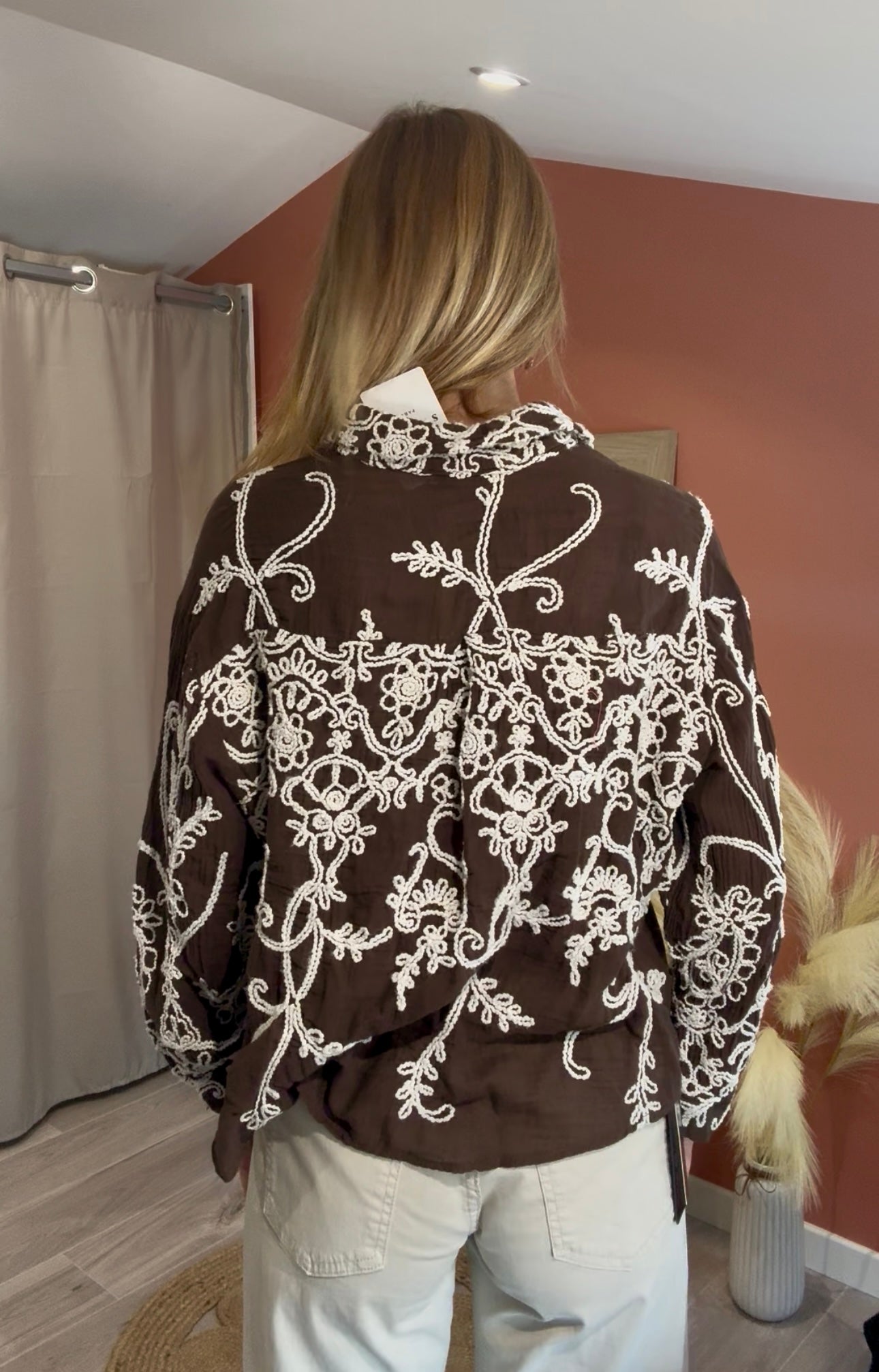 CHEMISE SANDY CHOCOLAT A BRODERIES