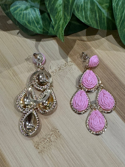 Boucles d oreilles JASMINE rose et doré