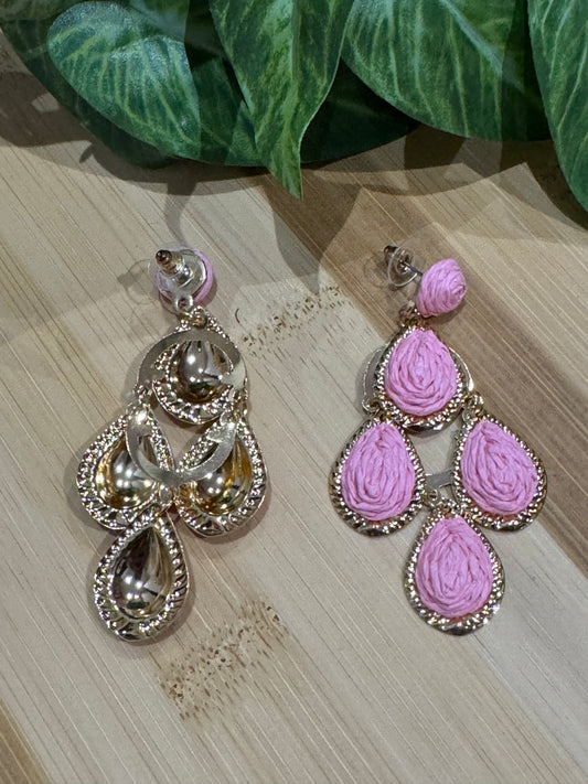 Boucles d oreilles JASMINE rose et doré
