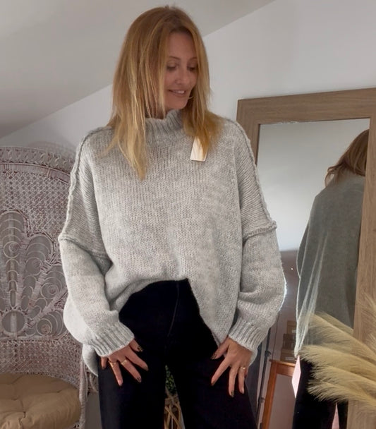 Pull COCOON gris clair