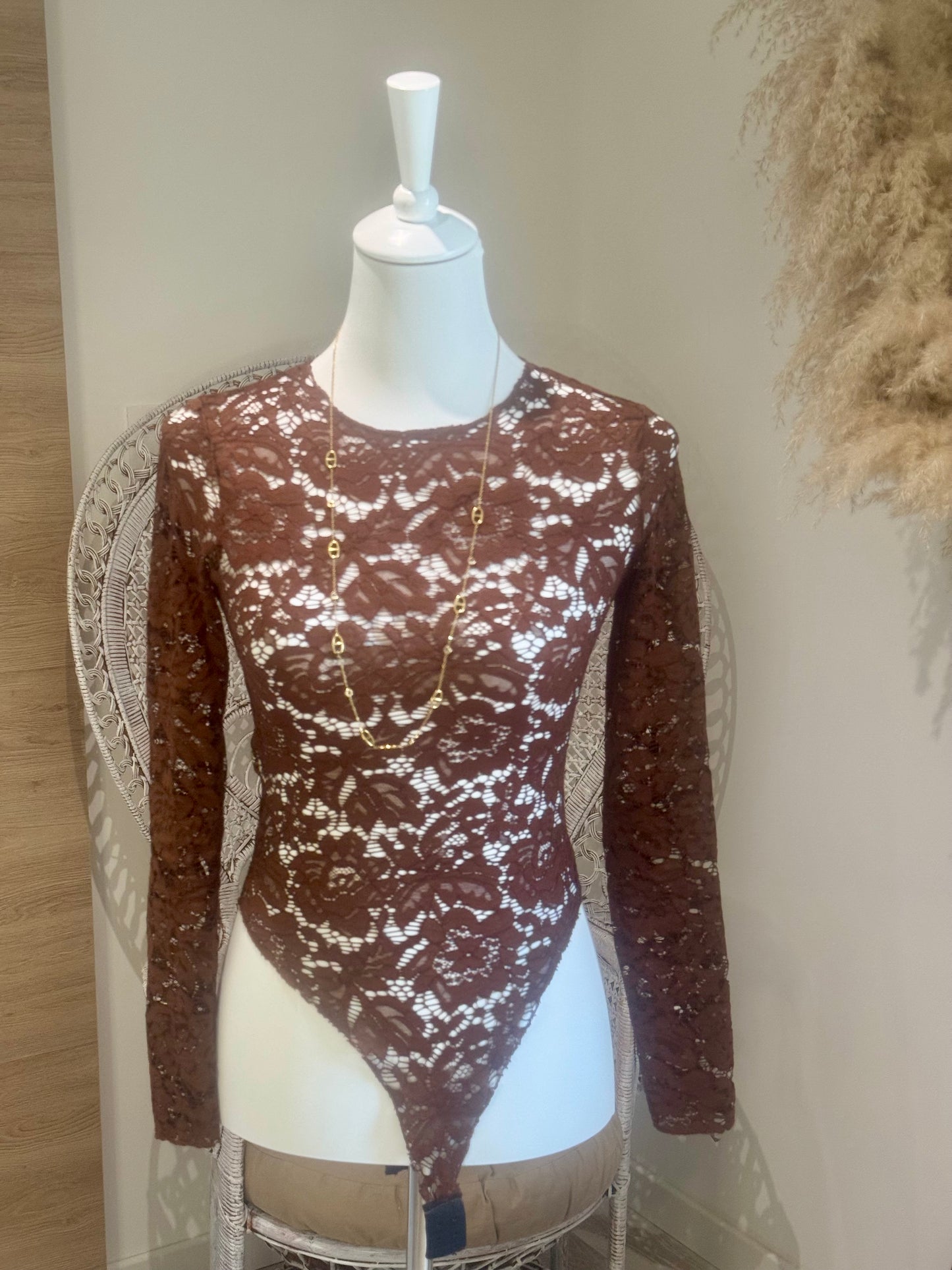 BODY MARRON "SENSUEL" EN DENTELLE