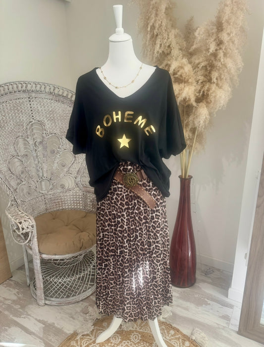 T-SHIRT NOIR "ETOILE" MANCHES COURTES