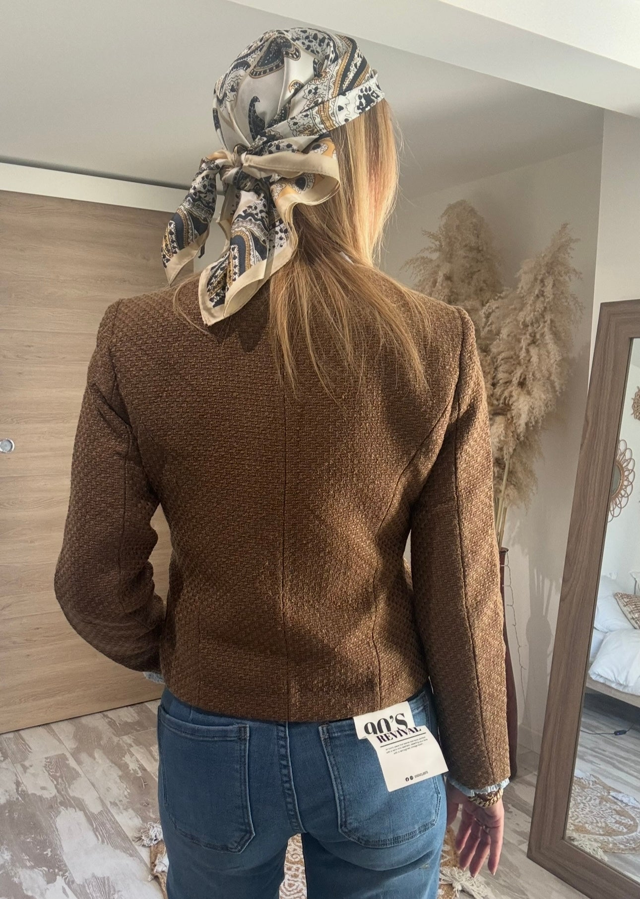 VESTE MARRON "KENNEDY"EN TWEED ET BOUTONS DORES