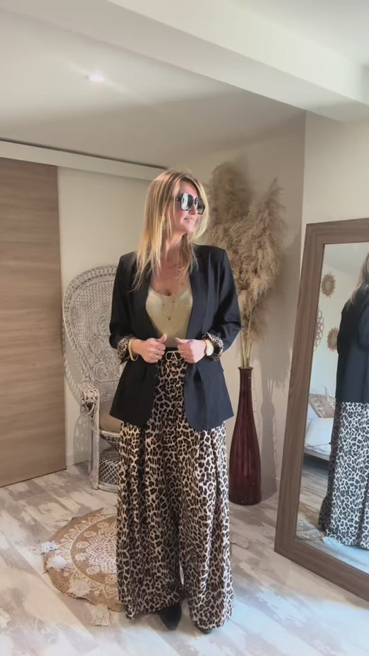 BLAZER "SAVANE NOIR" doublure et revers léoprad